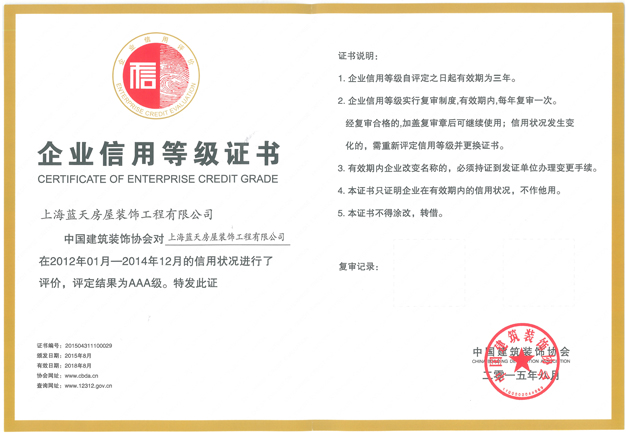 熱烈祝賀我司再獲AAA最高信用等級評價